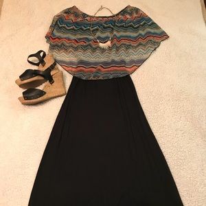 Ellen Parker poncho maxi dress; tribal design